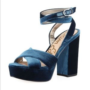 San Edelman Sapphire Velvet Mara Platform Heel